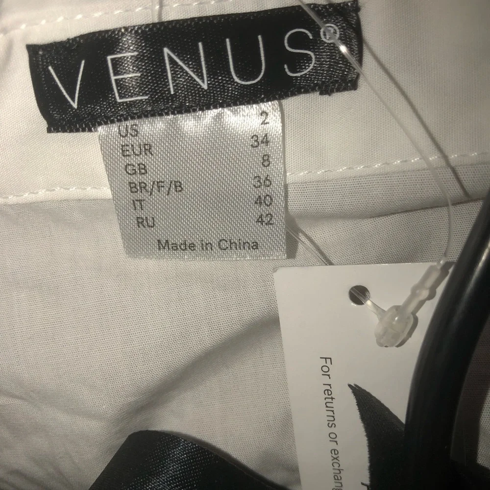 VENUS Black Velvet and White Flare Top